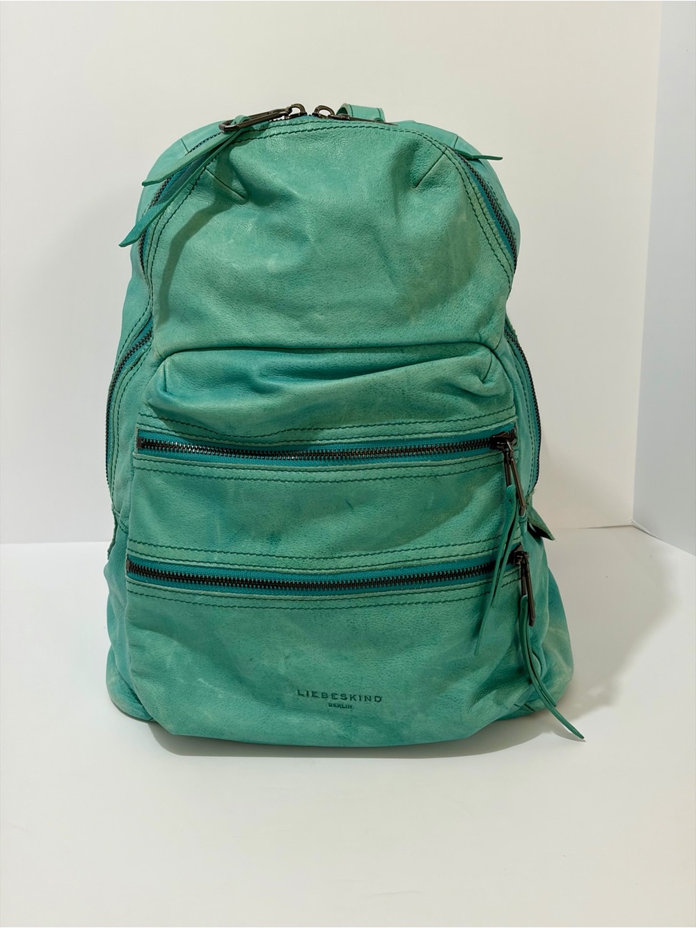 Liebeskind Berlin Saku Leather Backpack in Turquoise/Peppermint